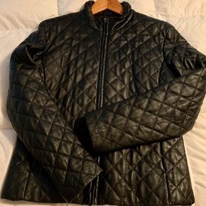 Leather Quilted Jacket SZ M Fits as 10/12